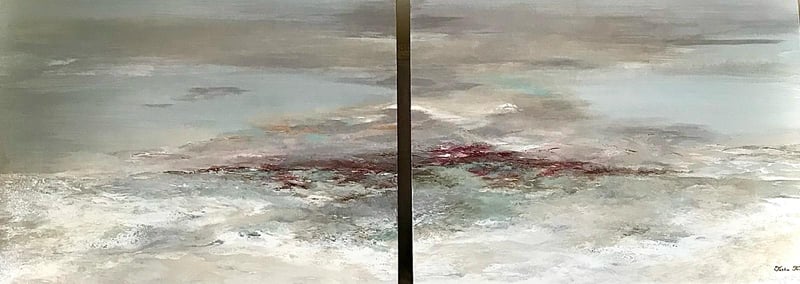 Coral Dreamscape Diptych — original artwork by Tasha Tau